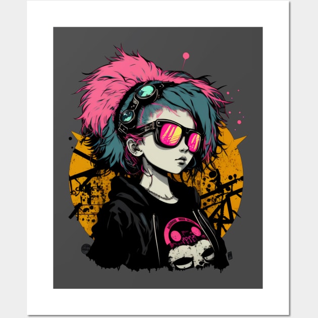 Anime Emo Nu Goth Girl Color Splash Wall Art by The Multiverse is Female